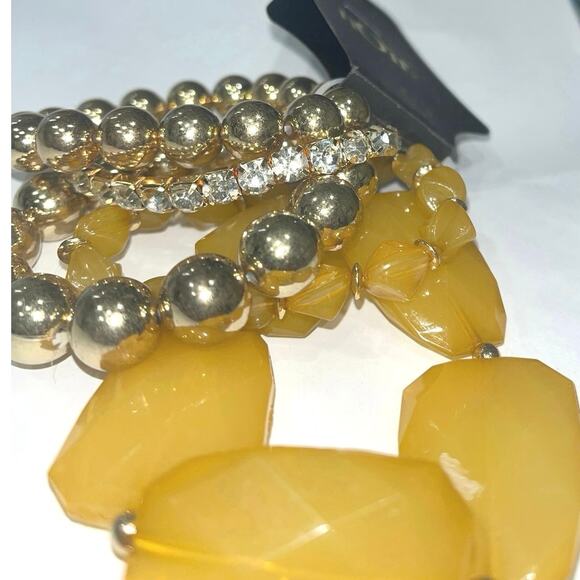 Noir Bracelet Bundle 5Pc Bubble Beads Fashion Jewelry Gold and Amber Tone Set - Picture 1 of 4